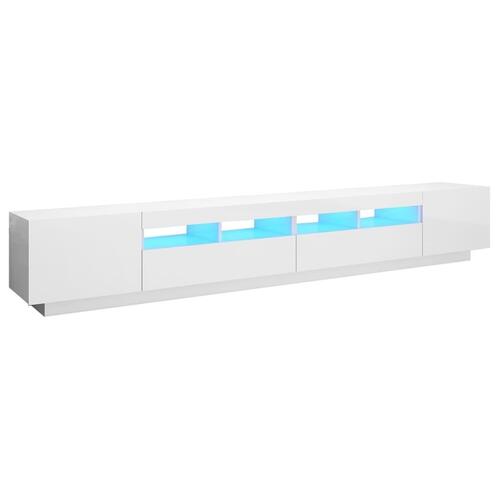 Tv-skab med LED-lys 260x35x40 cm hvid højglans