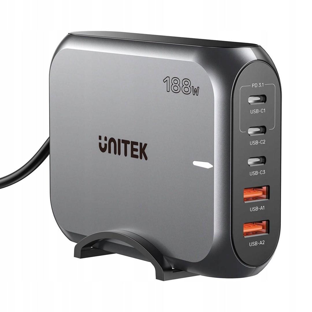 Unitek Szybka ladowarka sieciowa 2xUSB-A 3xUSB-C GAN 188W