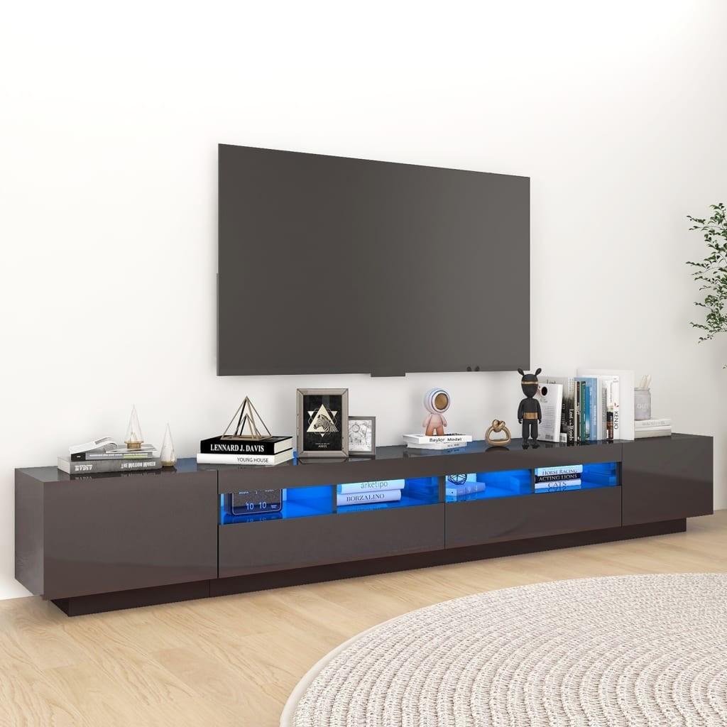 Tv-skab med LED-lys 260x35x40 cm grå højglans