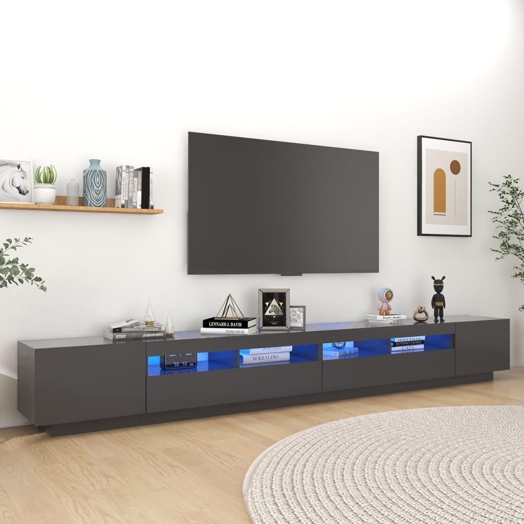 Tv-skab med LED-lys 300x35x40 cm grå