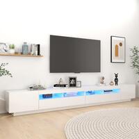 Tv-skab med LED-lys 300x35x40 cm hvid højglans