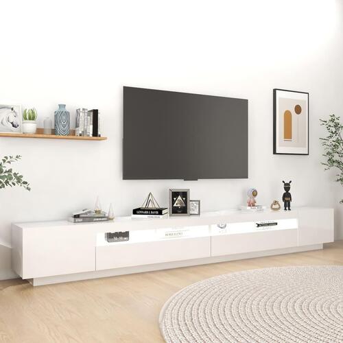 Tv-skab med LED-lys 300x35x40 cm hvid højglans