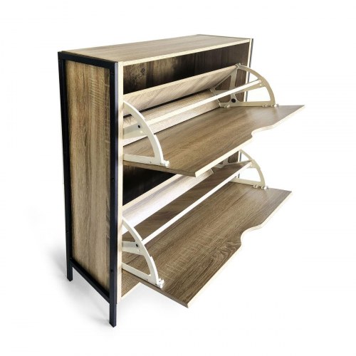 Skoskab MobleKit brun/sort i træ og metal - 65 × 24 × 80 cm