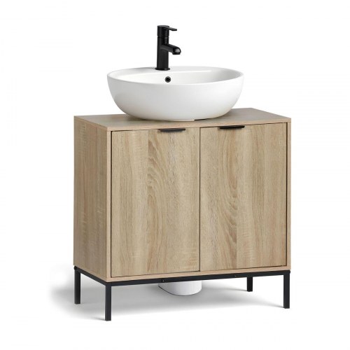 Badeværelses underskab MobleKit - brun/sort, træ/metal, 60 × 30 × 60 cm