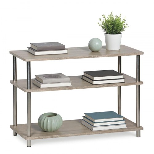 Reol med 3 hylder MobleKit - brun/sølv, træ og stål, 80 × 38,5 × 56 cm