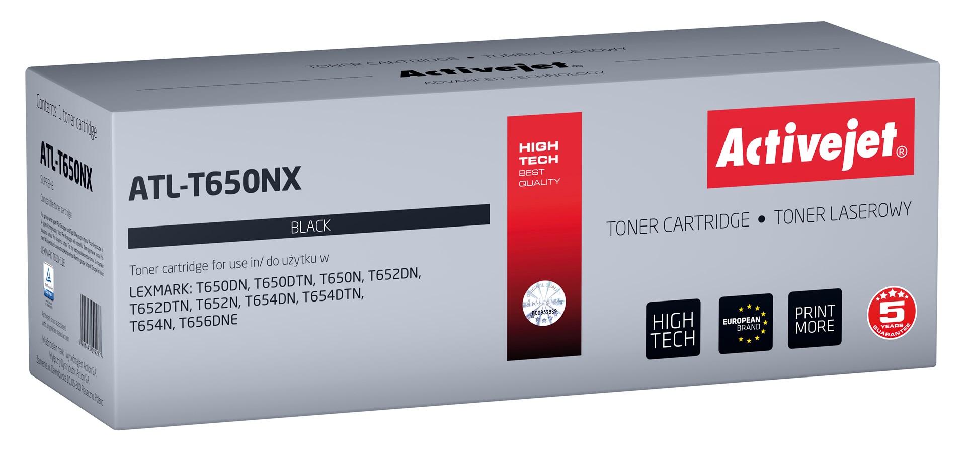 Toner til laserprinter Activejet ATL-T650NX – sort, høj kapacitet, kompatibel med Lexmark T650H11E