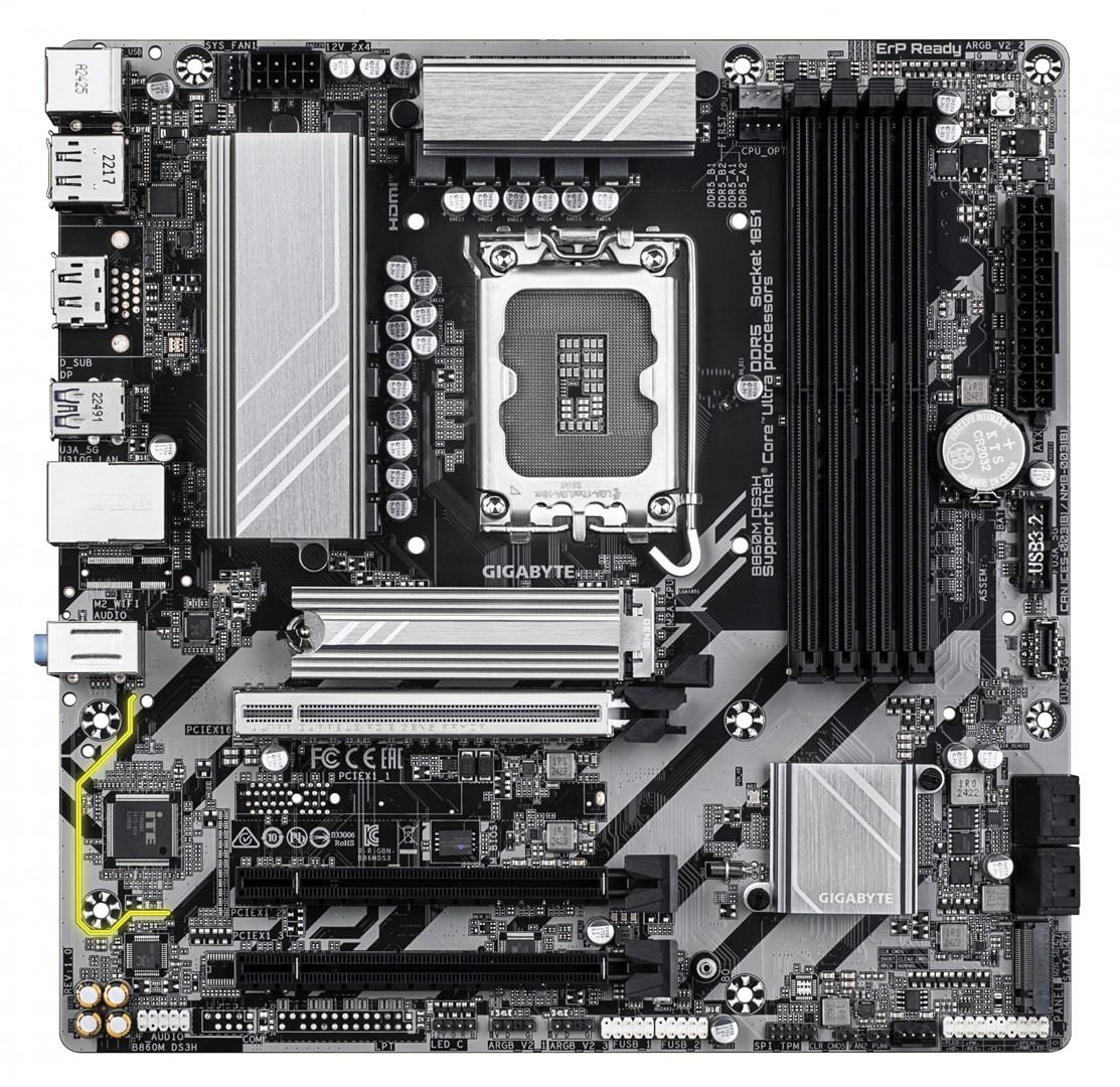 Bundkort micro ATX - Gigabyte B860M DS3H, LGA 1851, DDR5, 2x M.2 (PCIe 5.0/4.0), 2,5GbE, USB 3.2 Gen 2 billede