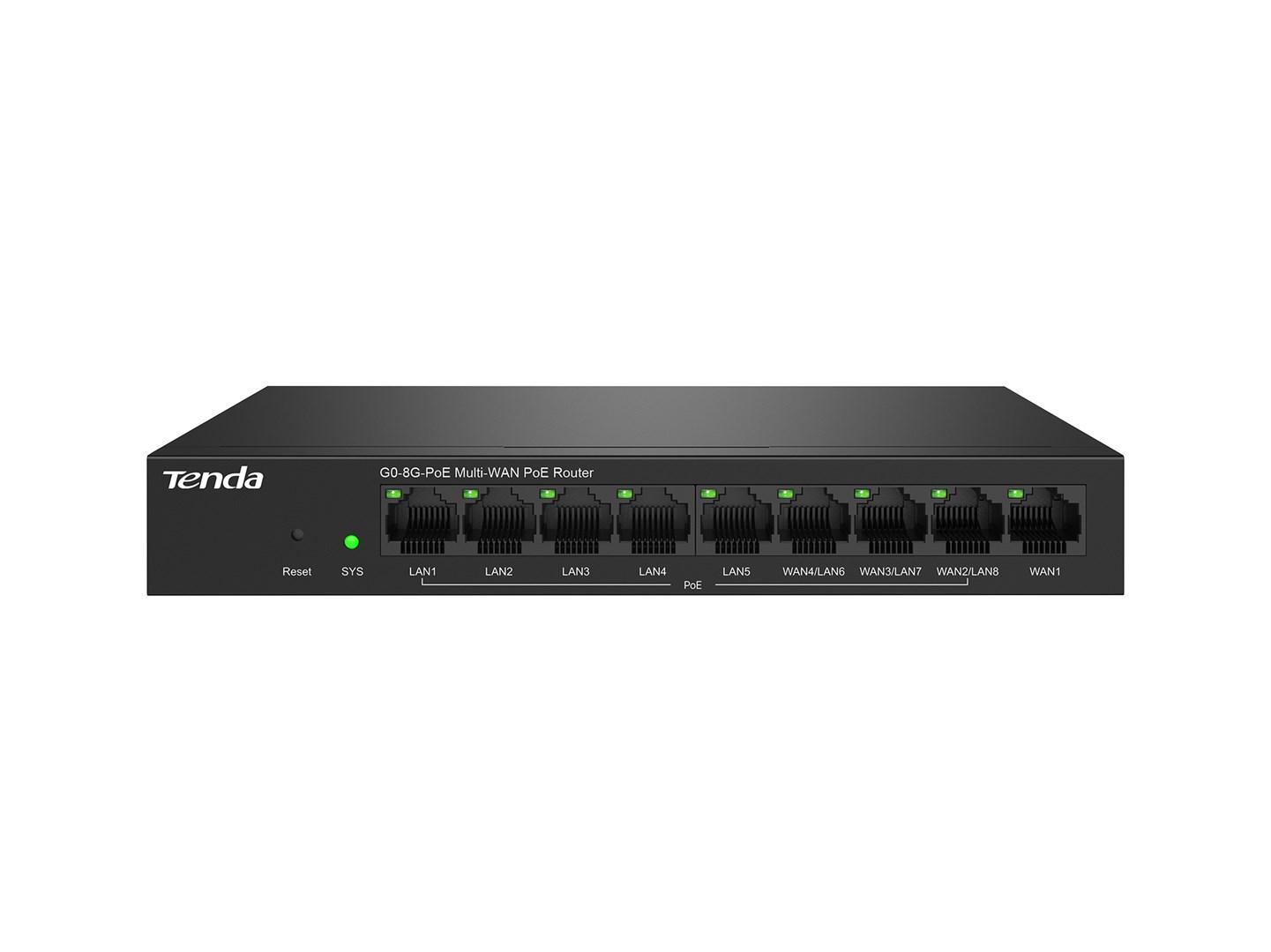Gigabit router med PoE – Tenda G0-8G-PoE, sort