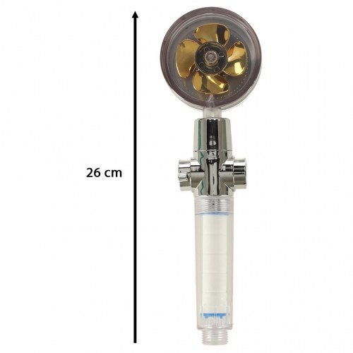 Brusehoved med turbineventilator – sølv/guld