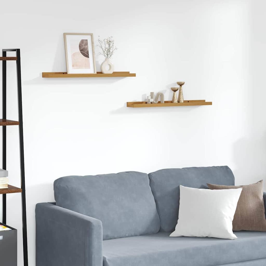 Væghylde med hylde 2 stk Beige 60 x 9 x 3 cm Konstrueret træ