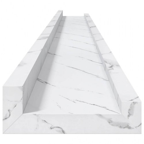 Væghylder 4-pak - hvid marmorlook 115 × 9 × 3 cm i konstrueret træ