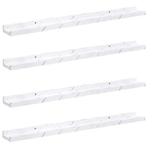 Væghylder 4 stk - hvid marmor look, 80 × 9 × 3 cm, konstrueret træ