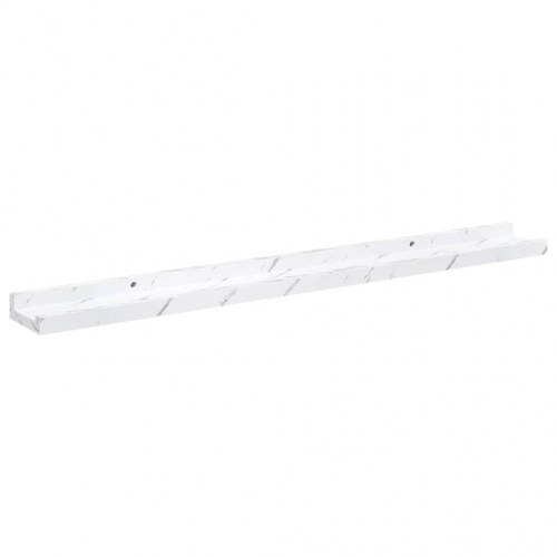 Væghylder 4 stk - hvid marmor look, 80 × 9 × 3 cm, konstrueret træ