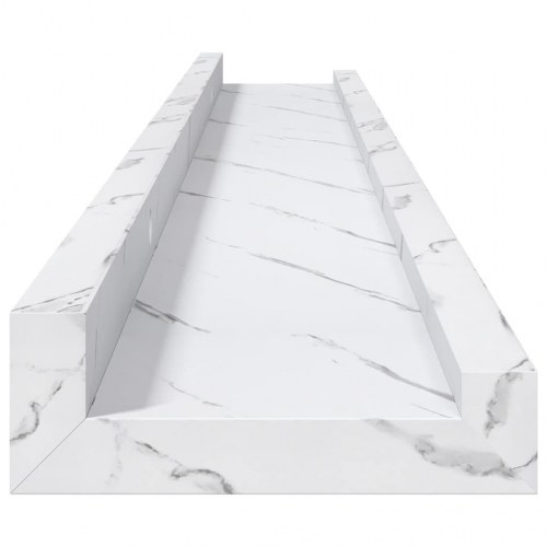 Væghylder 4 stk - hvid marmor look, 80 × 9 × 3 cm, konstrueret træ