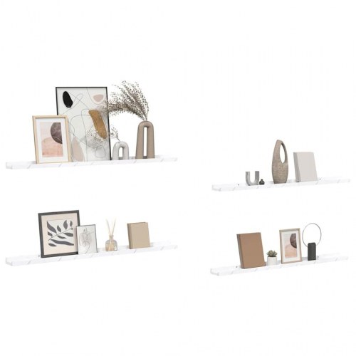 Væghylder 4 stk - hvid marmor look, 100 × 9 × 3 cm, konstrueret træ