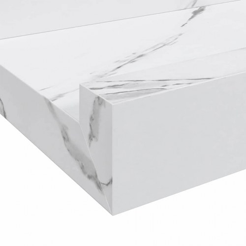 Væghylder 4 stk - hvid marmor look, 100 × 9 × 3 cm, konstrueret træ