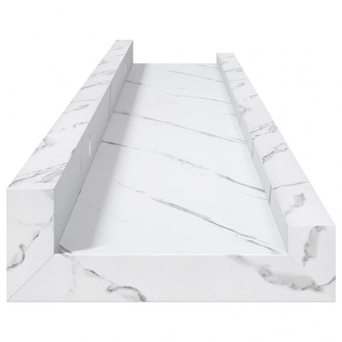 Væghylder 4-pak - hvid marmorlook 60 × 9 × 3 cm i konstrueret træ