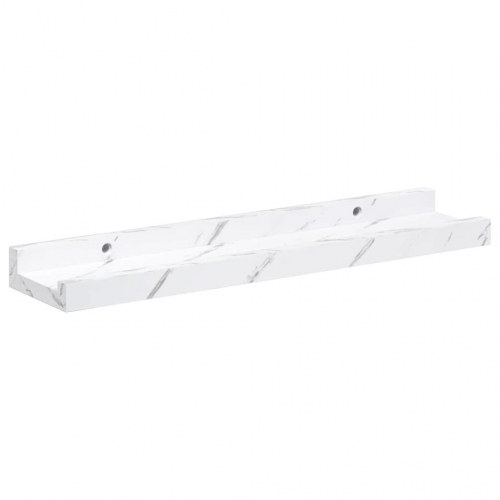 Væghylder 4 stk - hvid marmor look, 40 × 9 × 3 cm, konstrueret træ