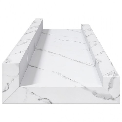 Væghylder 4 stk - hvid marmor look, 40 × 9 × 3 cm, konstrueret træ