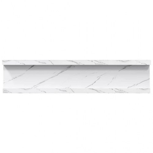 Væghylder 4 stk - hvid marmor look, 40 × 9 × 3 cm, konstrueret træ