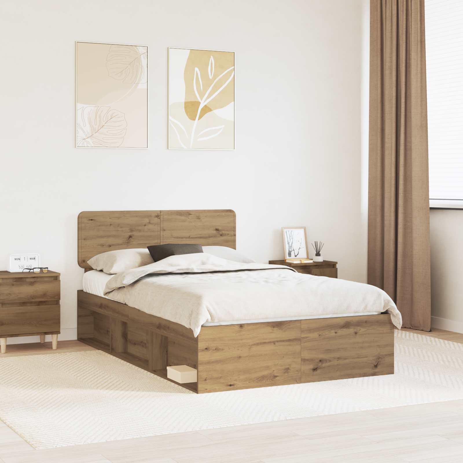 Sengestel med hovedgærde Artisan eg 90 x 190 cm Massiv fyrretræ