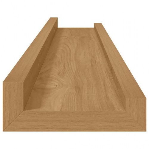 Væghylder med kant - 4 stk, brun, 60 × 9 × 3 cm i konstrueret træ