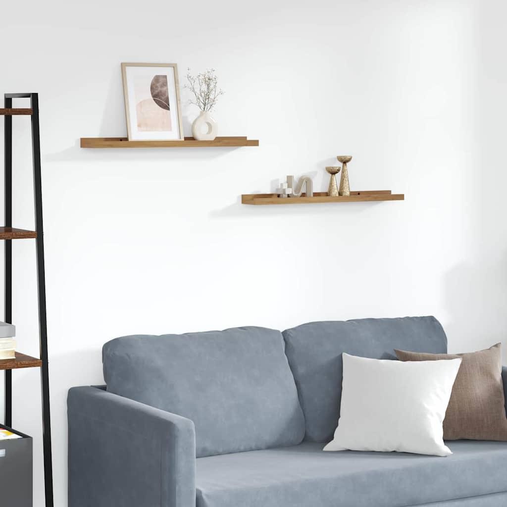 Væghylde med hylde 2 stk Brun 60 x 9 x 3 cm Konstrueret træ