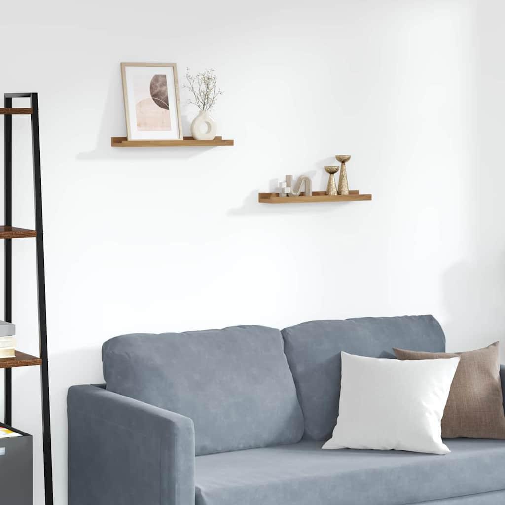Væghylde med hylde 2 stk Brun 40 x 9 x 3 cm Konstrueret træ