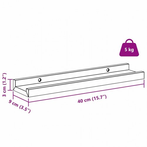 Væghylder 4 stk - rød 40 × 9 × 3 cm i konstrueret træ