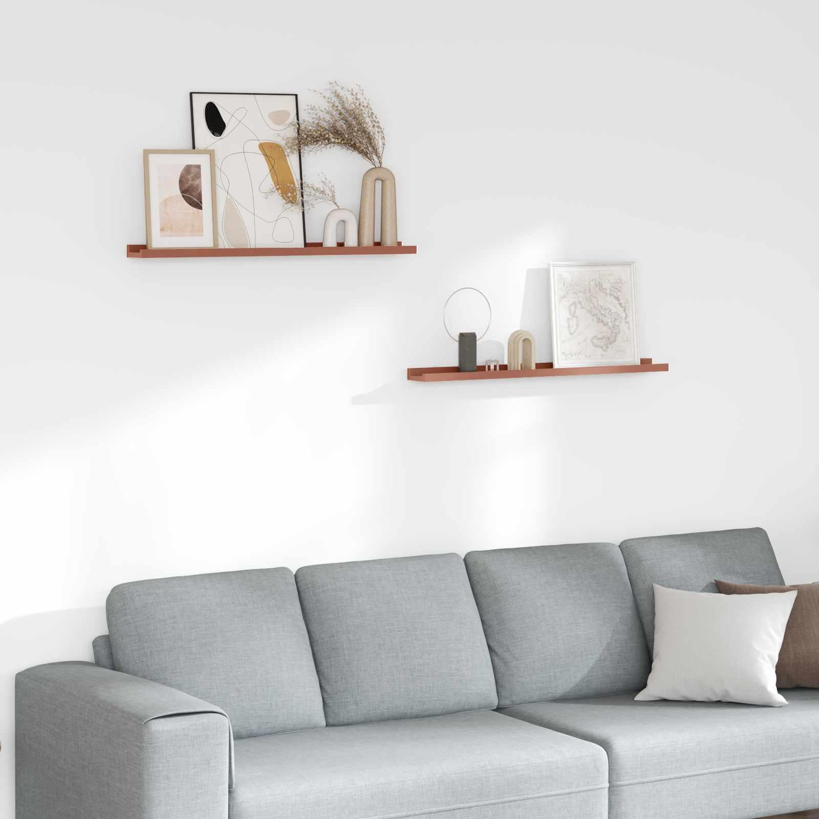 Væghylde med hylde 2 stk Rød 80 x 9 x 3 cm Konstrueret træ