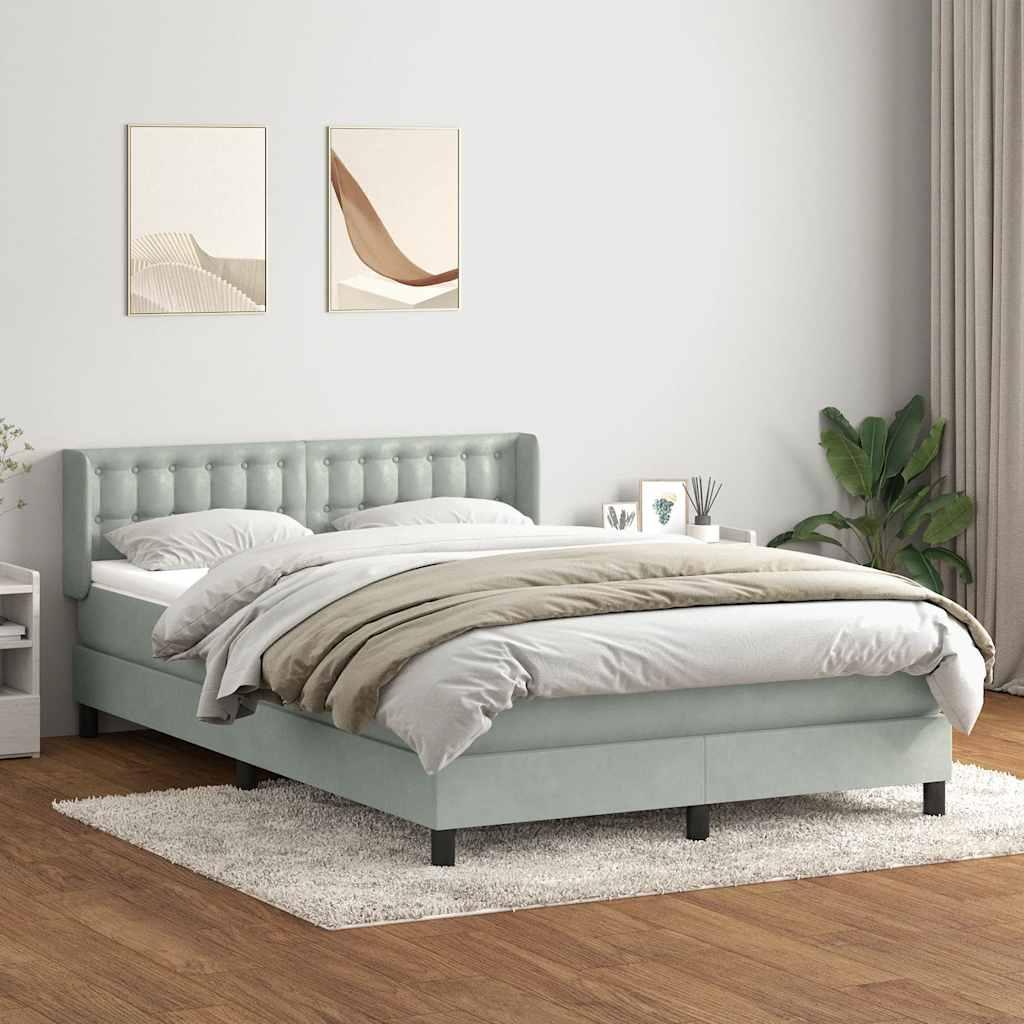 Kontinentalseng med madras 160x220 cm flÃ¸jl lysegrÃ¥