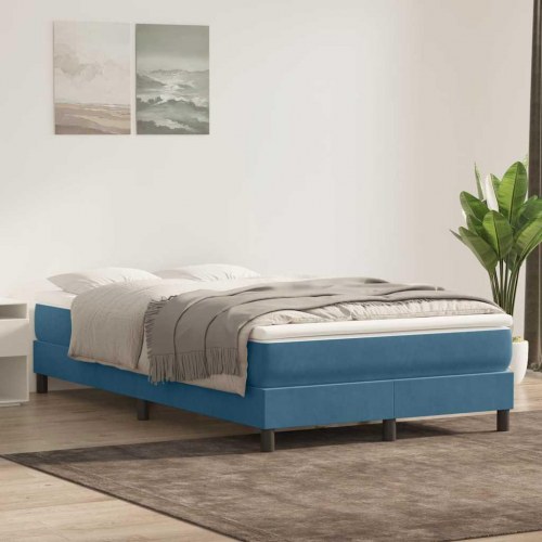 Kontinentalseng uden madras 120×220 cm i fløjl - mørkeblå