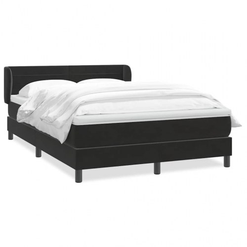 Boxspring seng med madras Sort 160x220 cm Fløjl
