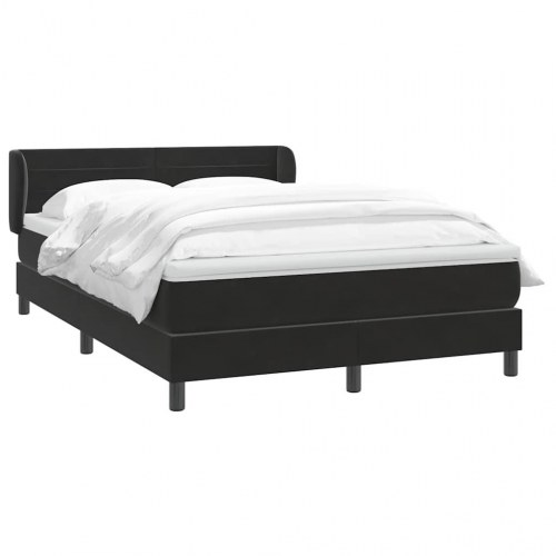 Boxspring seng med madras Sort 160x220 cm Fløjl