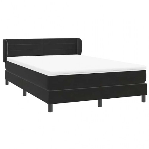 Boxspring seng med madras Sort 160x220 cm Fløjl