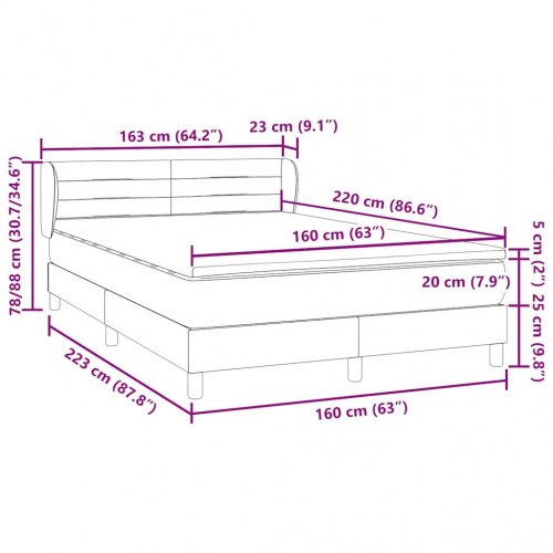 Boxspring seng med madras Sort 160x220 cm Fløjl