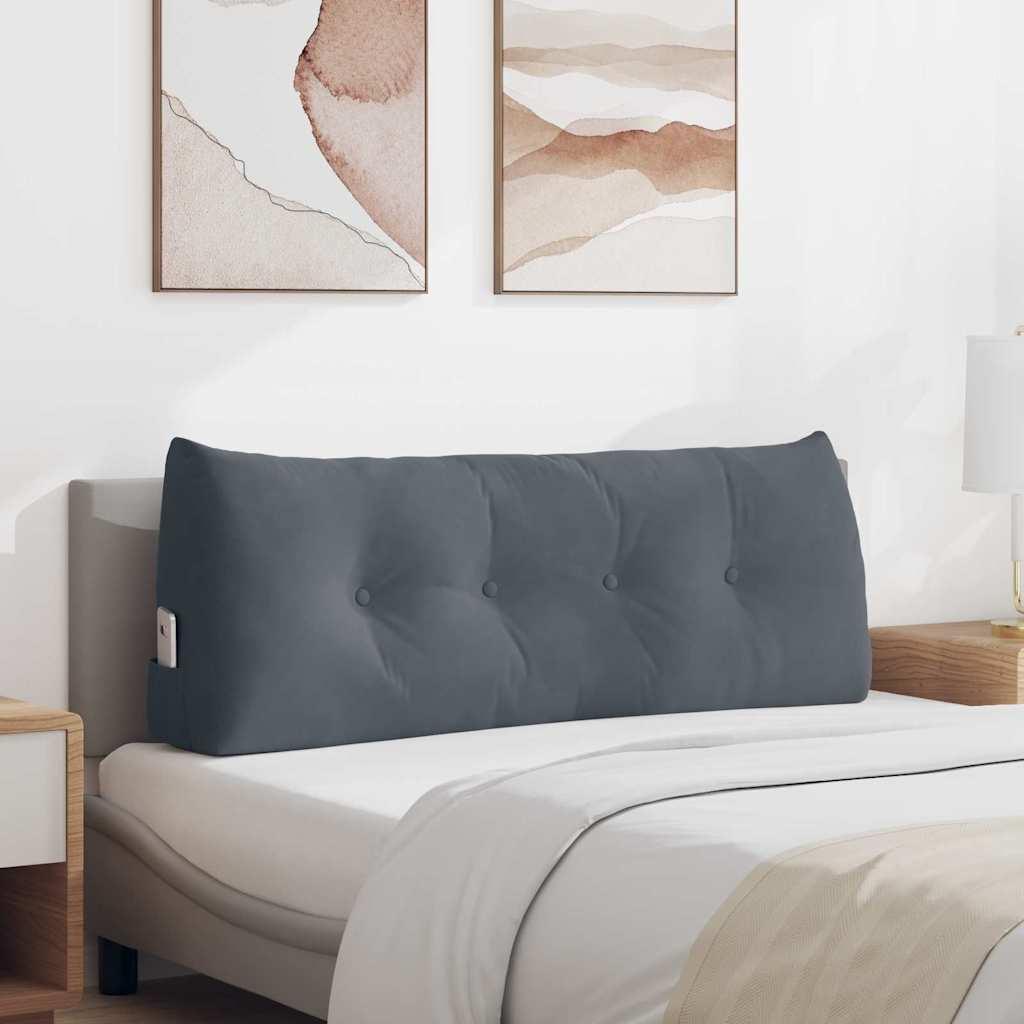 Rygpude Fløjl - Mørkegrå / 120 x 24 x 50 cm