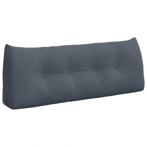 Rygpude i fløjl - mørkegrå 120 × 24 × 50 cm med sidelomme