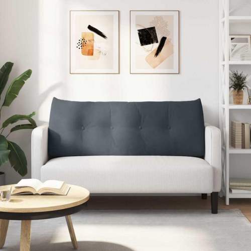 Rygpude i fløjl - mørkegrå 120 × 24 × 50 cm med sidelomme