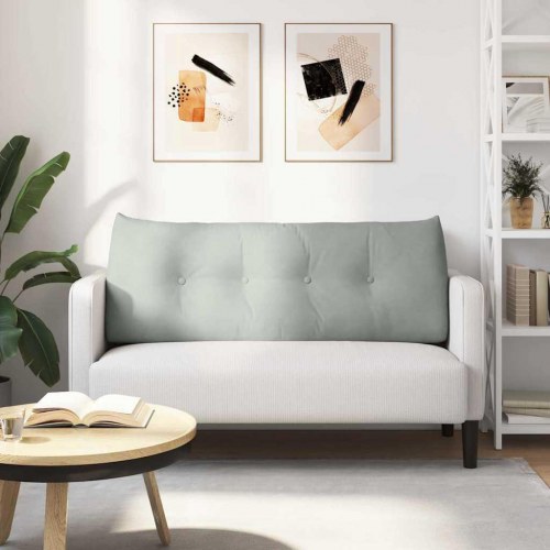Rygpude lysegrå 120 x 24 x 50 cm fløjl