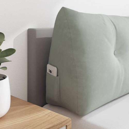 Rygpude lysegrå 120 x 24 x 50 cm fløjl