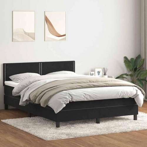 Kontinentalseng med madras 140x210 cm fløjl sort