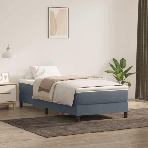 Kontinentalseng uden madras 100×220 cm - fløjl, mørkegrå