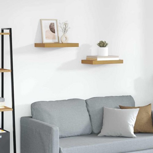 Væghylder 2 stk - beige konstrueret træ, 40 × 23,5 × 4 cm