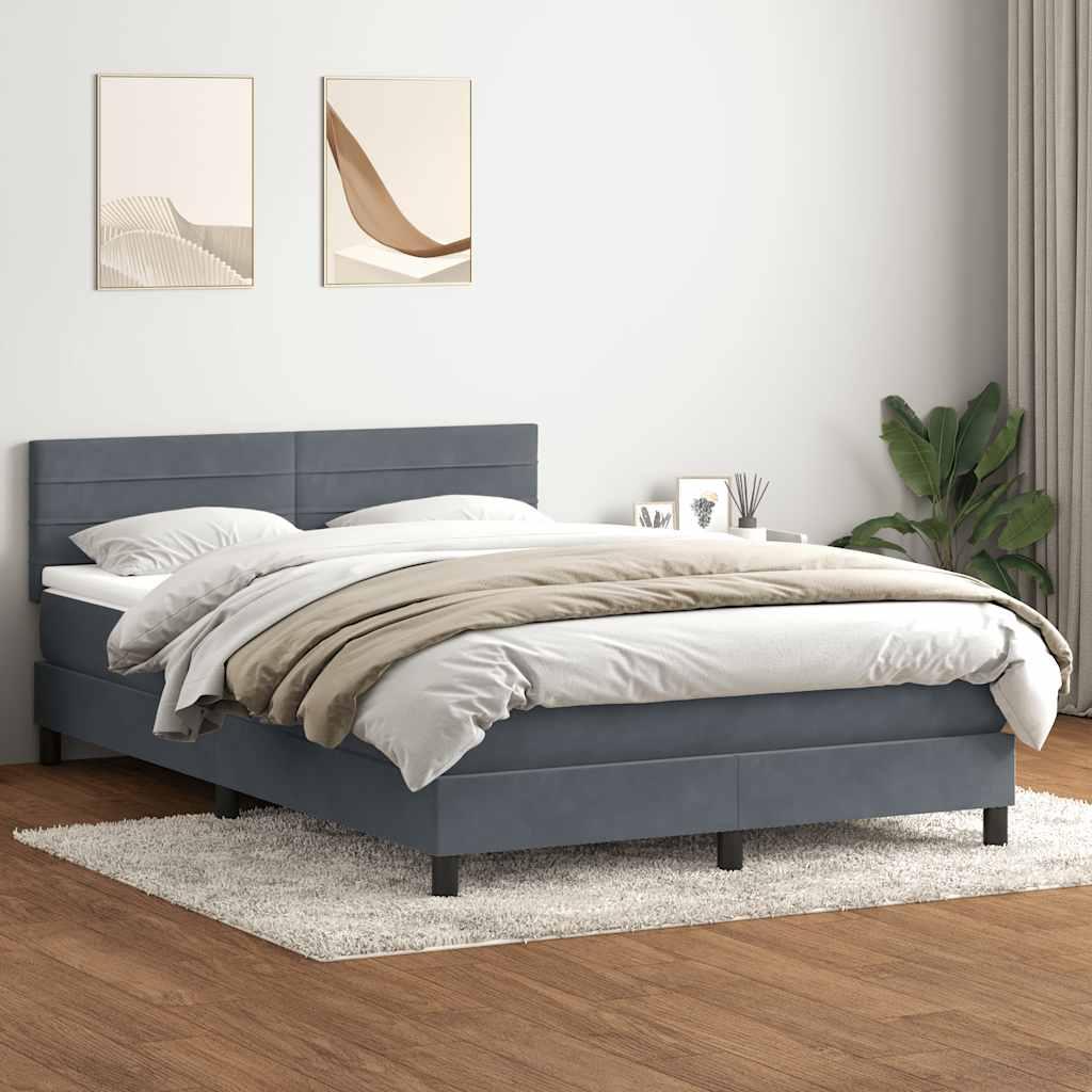 Kontinentalseng med madras 160x220 cm fløjl mørkegrå