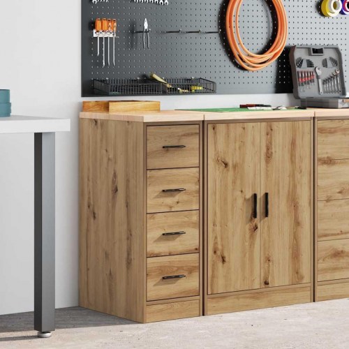 Garageopbevaringsskab i håndværks eg - 30 × 51 × 85 cm med 4 skuffer