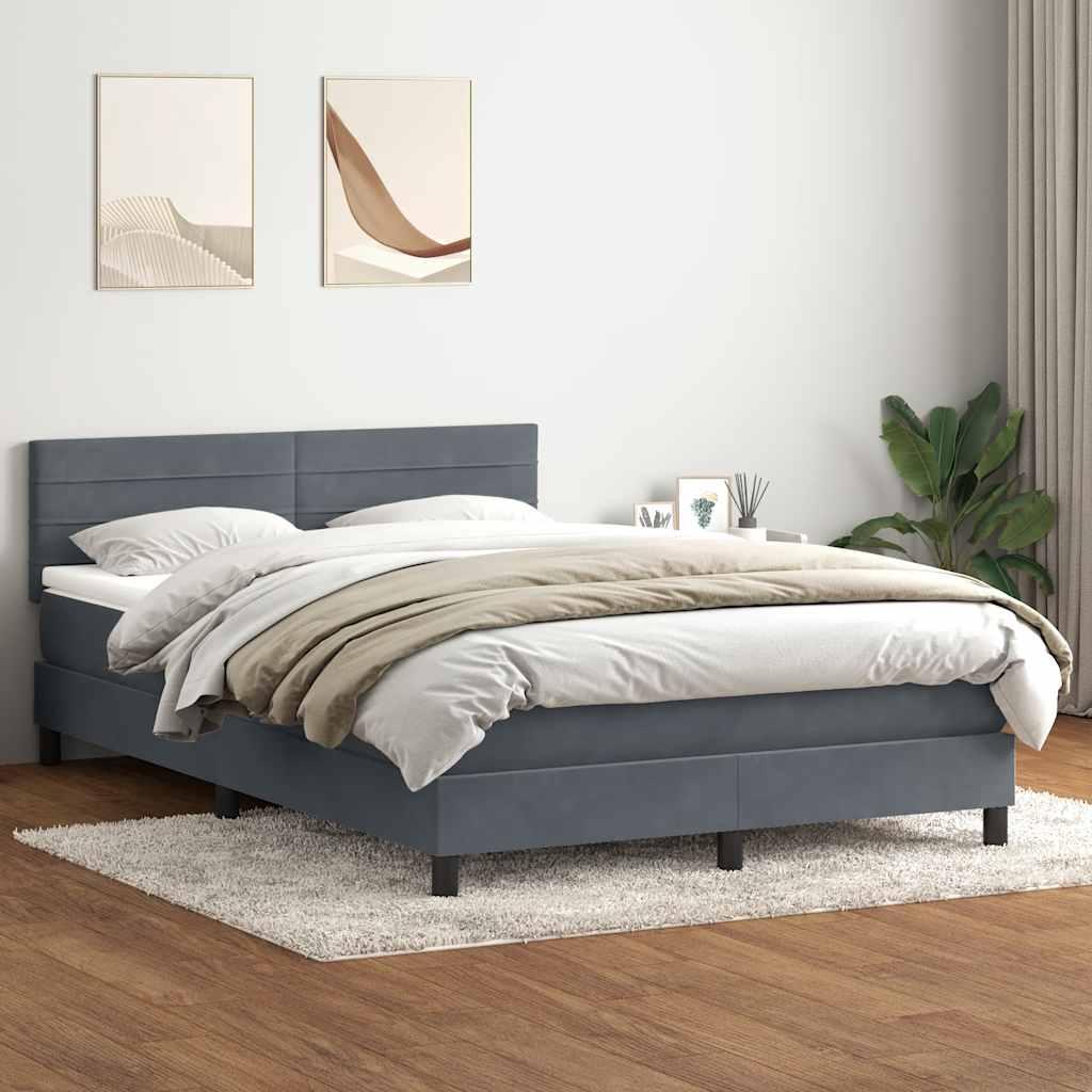 Kontinentalseng med madras 140x220 cm fløjl mørkegrå