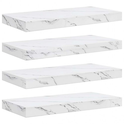 Væghylde 4 stk. - hvid marmor 50 x 23,5 x 3,8 cm