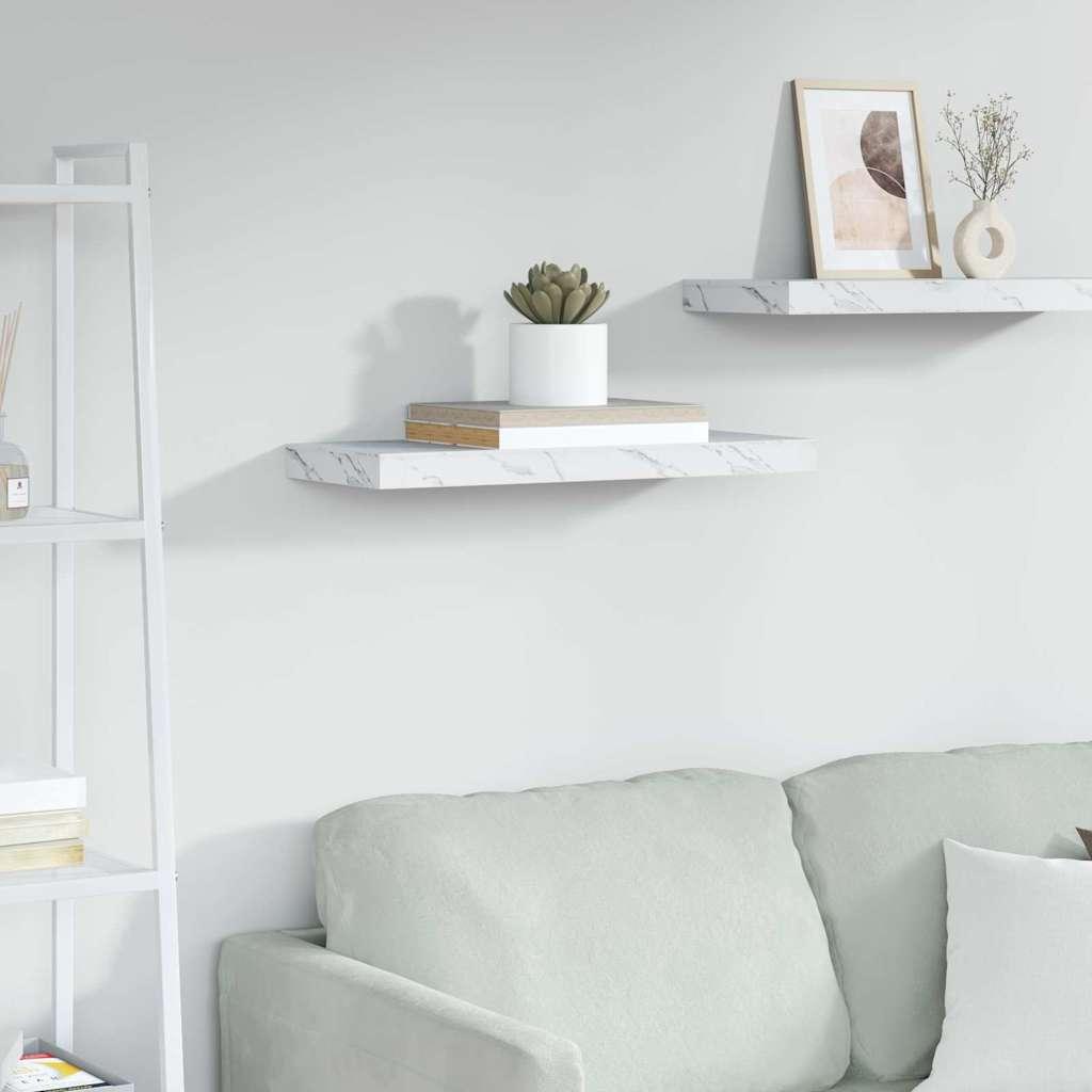 Væghylde Vægmonteret Hvid marmor 50 x 23 x 4 cm Konstrueret træ