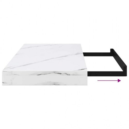 Væghylde 4 stk. - hvid marmor 50 x 23,5 x 3,8 cm